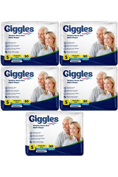 giggles Adult Waistband Diapers - Small Textile Surface, 150 Pieces (5Pk*30)