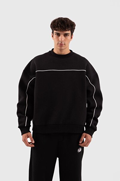 Flaw Wear Flaw Atelier Old Skool Kalıp Siyah İçi Pamuklu Sweatshirt