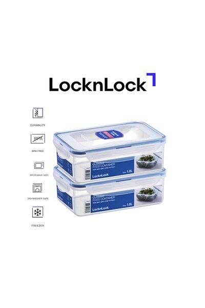 locknlock Classic Airtight Rectangular Containers 1L Set of 2