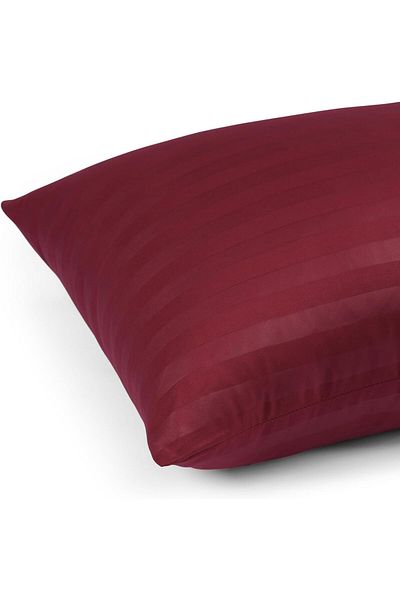 Tinybabyconcept Luxury Hotel Series 2 Pieces 50X70 cm Silk Textured Striped Cotton Satin Pillowcase Red