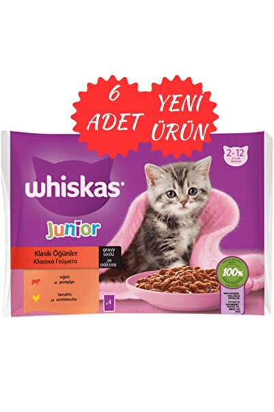 Whiskas Junior Yavru Klasik Öğünler Sığırlı Tavuklu 4X85 gr (6ADET)