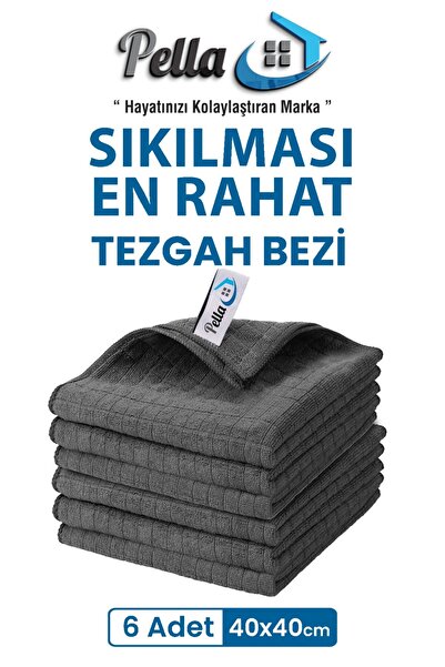 pella 6 Pack Microfiber Car, Glass, Kitchen Cleaning Cloth, Gray (40 cm X 40 cm)