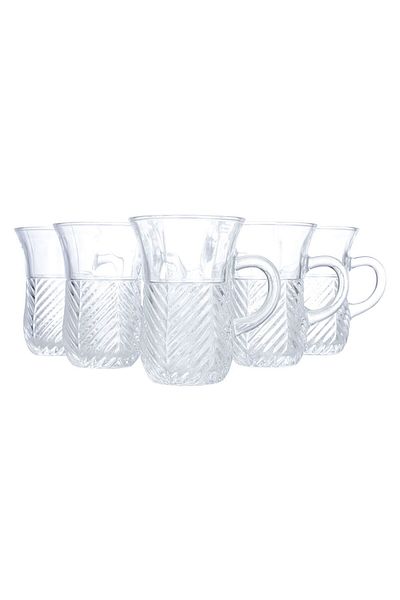 Alsaif Gallery Al Saif Gallery Glass Tea Bialat Serving Set, 6 Pieces - Clear