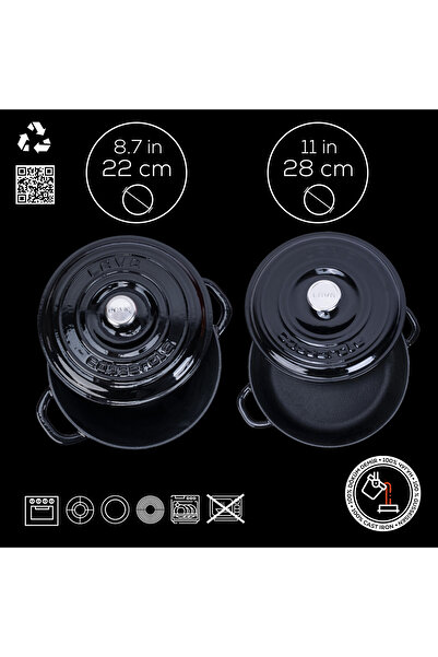 Lava Cast Iron 2x New Heritage Series Cast Iron Pot Pan Set