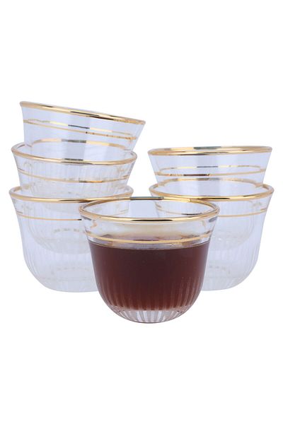 Alsaif Gallery Al Saif Gallery Glass Tea Serving Set, 26 Pieces - Transparent White