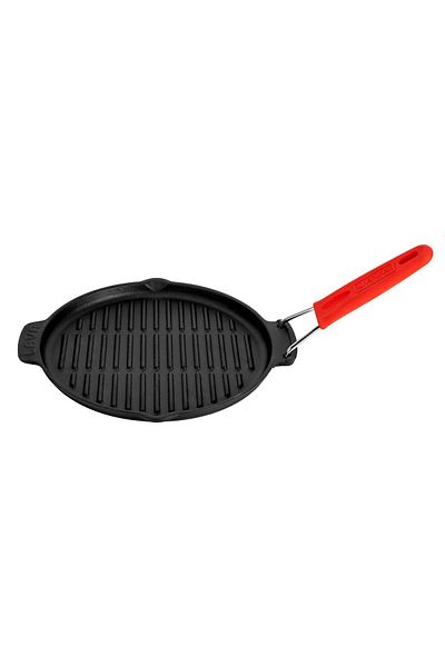 Lava Cast Round Shallow Grill Pan with Silicone Wire Handle Diameter(Ø)23cm