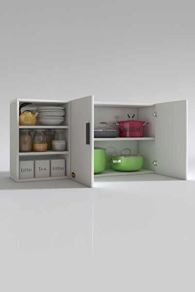 Kenzlife Hazır Mutfak Castus22 Byz 060*120*22 Banyo Dolabı Kapaklı Raflı Arkalıklı