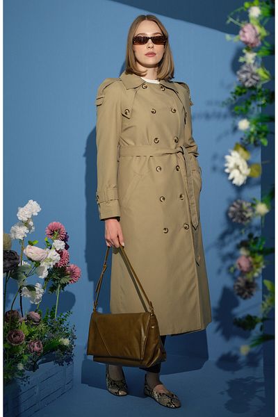 Fatma Atasoy Oversize Milky Brown Trench Coat