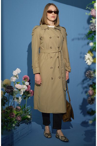 Fatma Atasoy Oversize Milky Brown Trench Coat