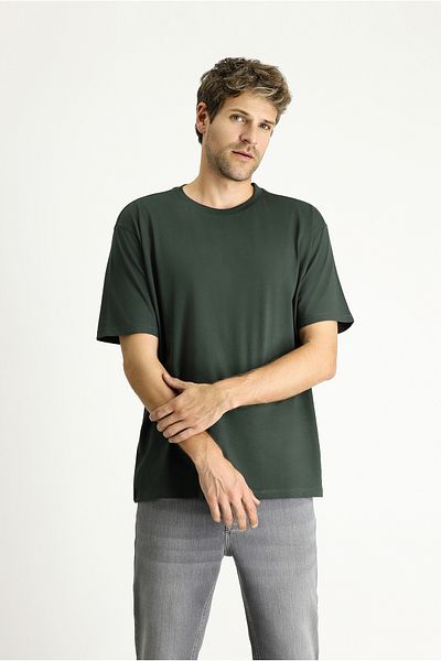 Kiğılı Oversize Crew Neck Single Jersey Cotton T-Shirt