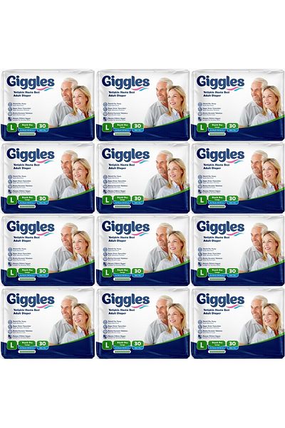 giggles Adult Waistband Diapers - Large (L) 360 Pieces (12Pk*30)