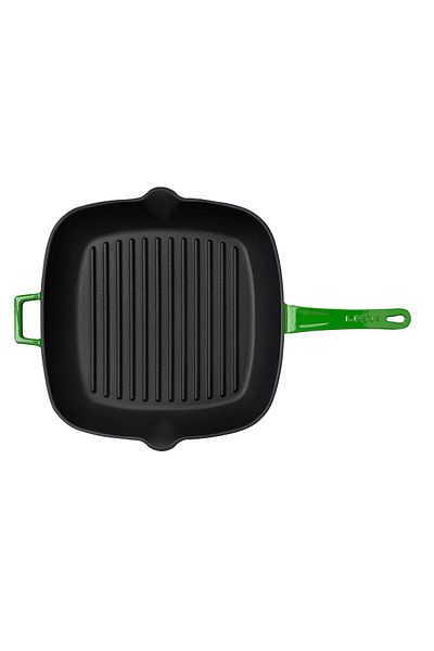 Lava Cast Square Grill Pan Cast Iron Solid Handle Size 28x28cm