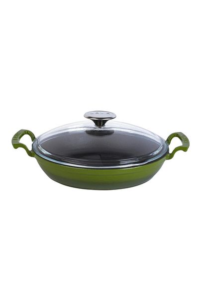 Lava 24cm Cast Round Pan - Glass Lid, Double Handle Iron Solid