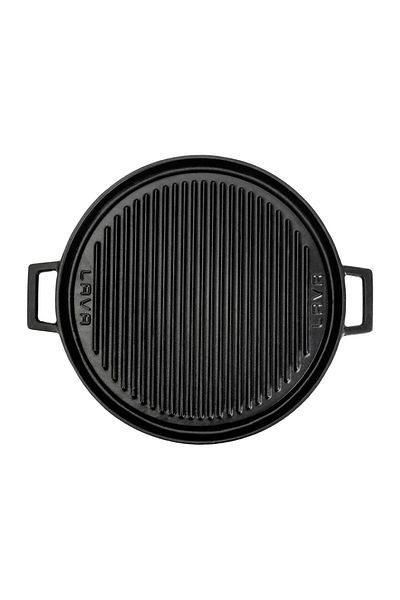 Lava Casting Round Two-Way Grill Pan Cast Iron Solid Double Handled Diameter (Ø)34cm.