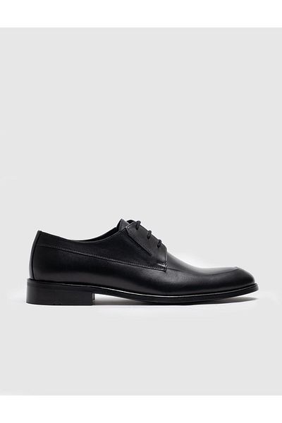 Cabani Men's Genuine Leather Classic Black Lace-Up Shoes