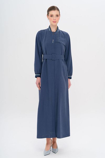 Olcay Rib Detailed Unlined Modal Overcoat Indigo 6744