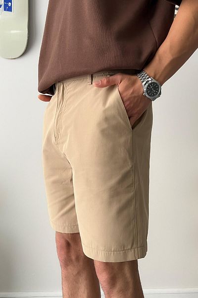 Flaw Wear Extra Comfortable Beige Fabric Shorts