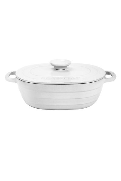 Lava Cast Oval Pot Cast Iron Cover Experience Majolik Series Dimensions 24x33cm.