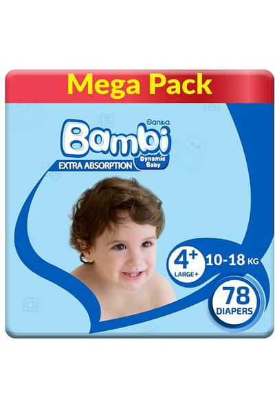 Sanita Bambi Sanita Bambi Diapers Mega Pack - Size 4+, Large+, 18-10 kg, 78 Diapers