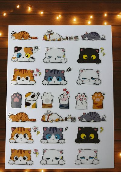 cakaybu Cat Laptop Sticker (Sticker) Notebook, Helmet, Wall, Bicycle, Motorcycle, Cabinet, Door