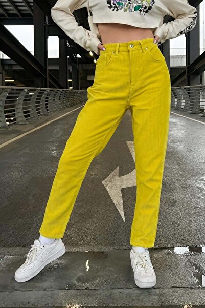 Flaw Wear Basic Yellow Velvet Trousers