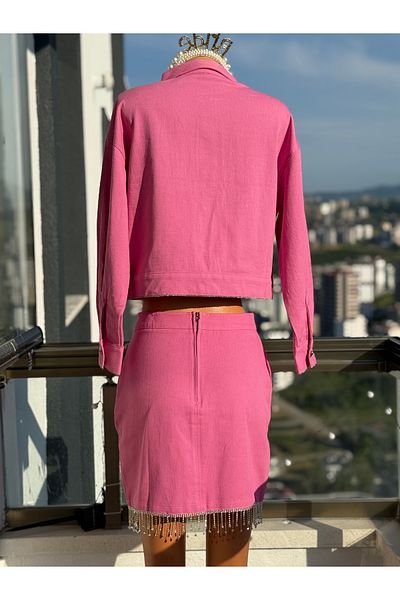 BRIDEIST WEDDING CO Special Design Stone Embroidered Pink Skirt-Jacket Set | Stylish Skirt-Jacket Set |   Design Skirt Skirt-Jacket Set