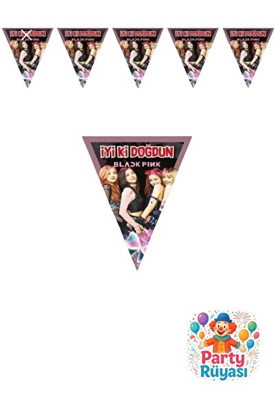 partyrüyası Bună ziua cu tema BlackPink, 2 metri, 10 steaguri
