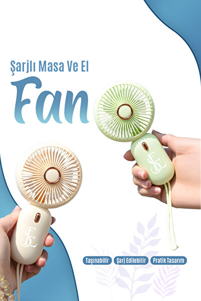 EN SİGA Şarjlı Masa Ve El Fan Taşınabilir Şarjlı Edilebilir Mini El fan