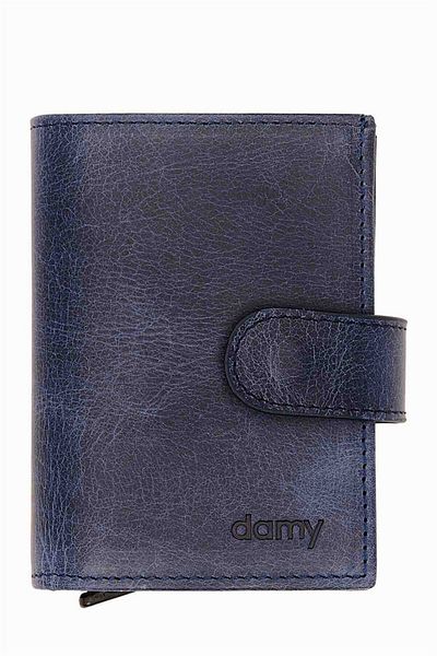 DAMY Genuine Leather Mechanized Card Holder 615Cr - Navy Blue