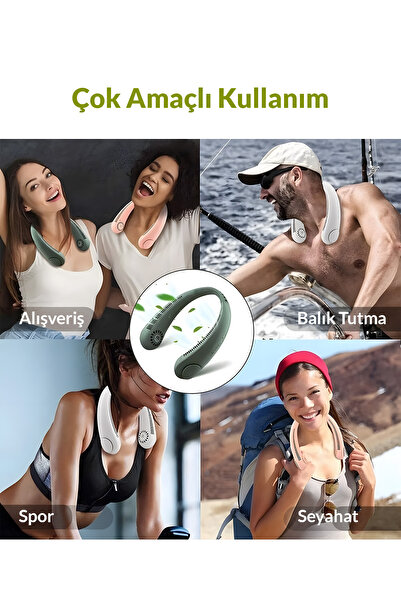 EN SİGA Yeni Nesil Şarjı Bıçaksız Akıllı Boyun Fanı 3 Hız Kademeli Serinletici Vantilatör