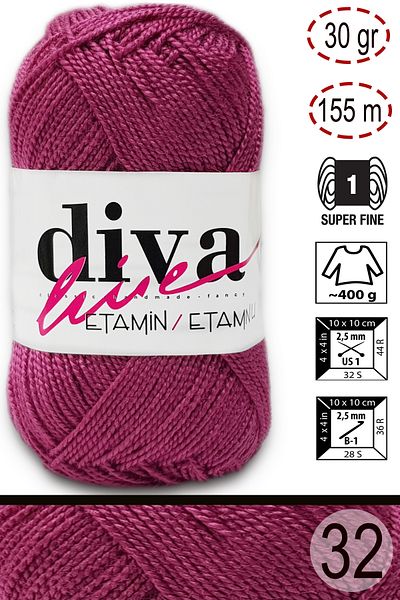 Diva İplik Etamin Business Orlon 32 ξεθωριασμένα τριαντάφυλλα