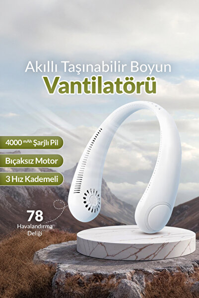 EN SİGA Yeni Nesil Şarjı Bıçaksız Akıllı Boyun Fanı 3 Hız Kademeli Serinletici Vantilatör Fan