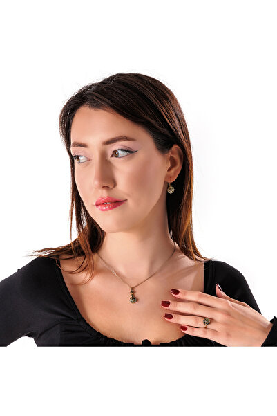 Atelier LEO Handmade Jewellery HARMONİ MİNİ ÇİÇEK ANTRASİT BAKIR EL YAPIMI KRİSTAL TAŞLI KARARMA YAPMAZ KADIN KÜPE ÖZEL KUTULU