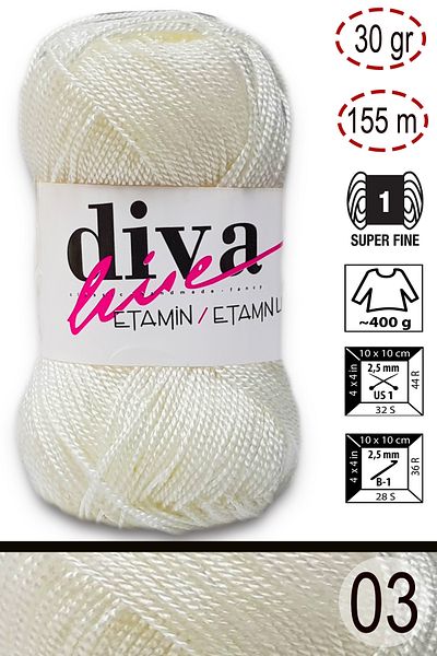 Diva İplik Αιταμίνη Εργασίας Orlon 03 Bone