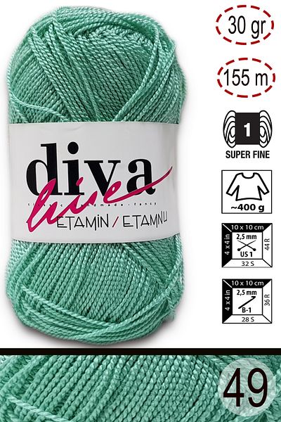 Diva İplik Diva Etamin Business Orlon 49 Μέντα