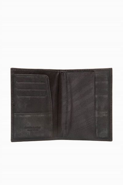DAMY Genuine Leather Unisex Passport Holder 732Cr - Black