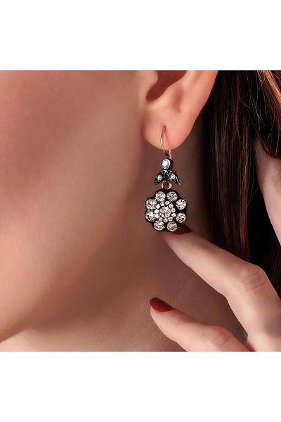 Atelier LEO Handmade Jewellery Divanhane Copper Handmade Crystal Stone Blackening Free Women's Earrings with Special Box