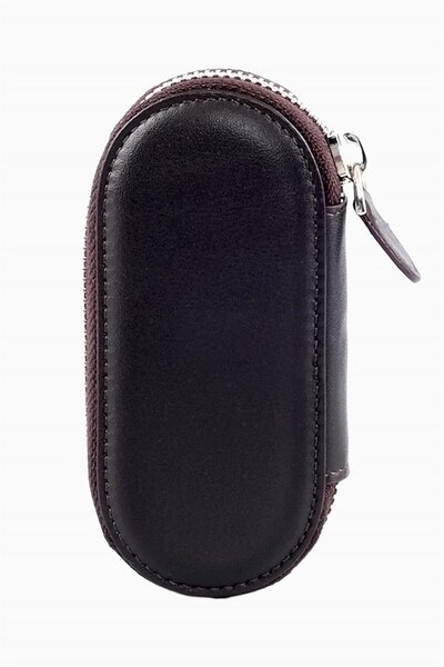 DAMY Genuine Handmade Leather Key Holder Zippered Leather Keychain Auto Vehicle Organizer Leather 786 Coffee