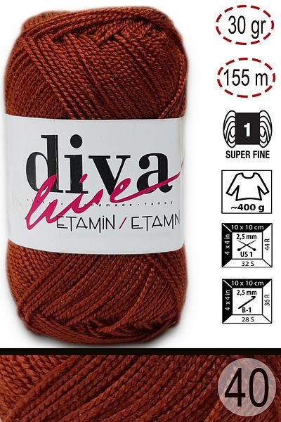 Diva İplik Etamin Business Orlon 40 Κανέλα