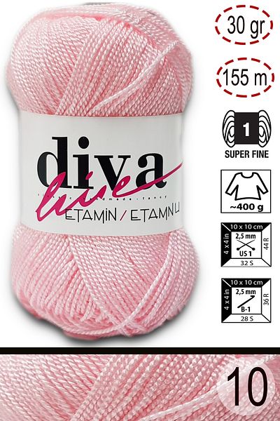Diva İplik Diva Etamine Work Orlon 10 Powder Pink