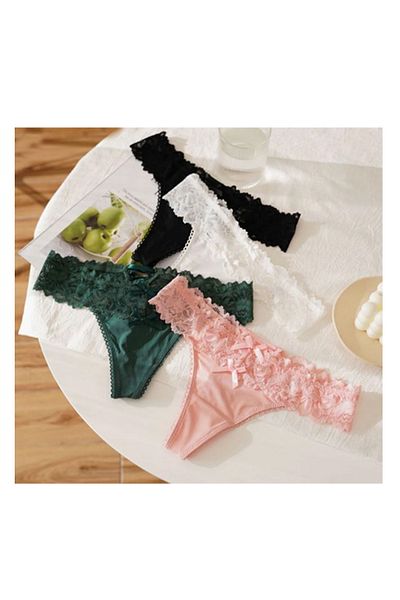 Eces Design Women's Tangas Panties with Lace 4 Colors Mixing Eco-Friendly Bikini Seamless Panties 1034
