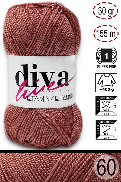 Diva İplik Diva Etamin είναι ένα επιχειρηματικό ορλόν 60 σκούρο σολομό