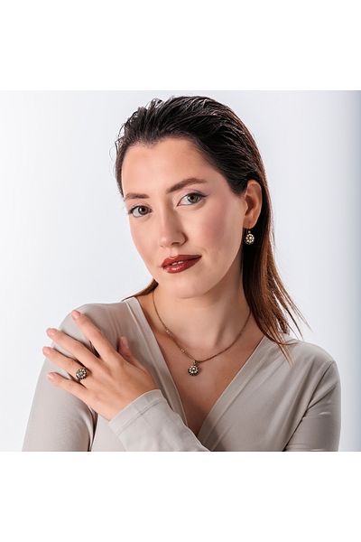 Atelier LEO Handmade Jewellery Classic Rose Copper Handmade with Crystal Stone, Blackening-Free Women's Earrings with Special Box