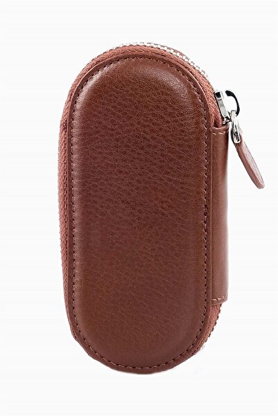 DAMY Genuine Handmade Leather Keychain Zippered Leather Keychain Auto Vehicle Organizer Leather 786 Tan