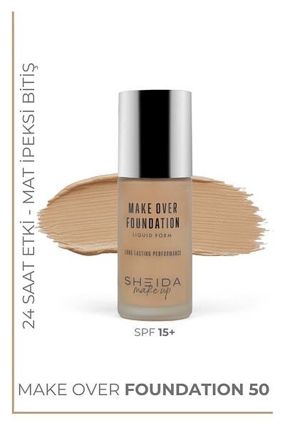 Sheida Maximum Concealer & Long Lasting Spf15 Liquid / Liquid Foundation - 40 ml - No:50