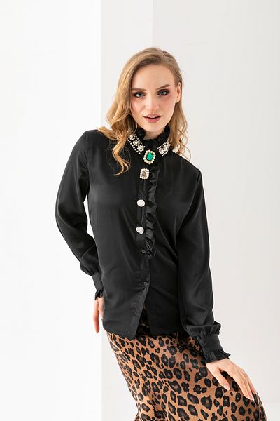 VUNTAL Cămașă de damă din satin cu detalii despre accesorii