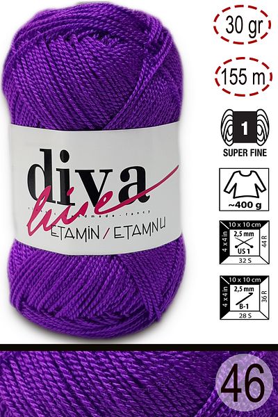 Diva İplik Diva Etamin Work Orlon 46 Violet