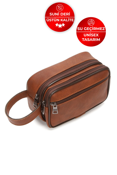 CERFF LEATHER CLUP Unisex Kaliteli Suni Deri & Üç Bölmeli Portföy & Clutch El...