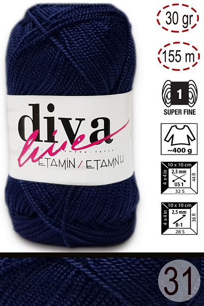 Diva İplik Diva Etamin Business Orlon 31 Navy Blue
