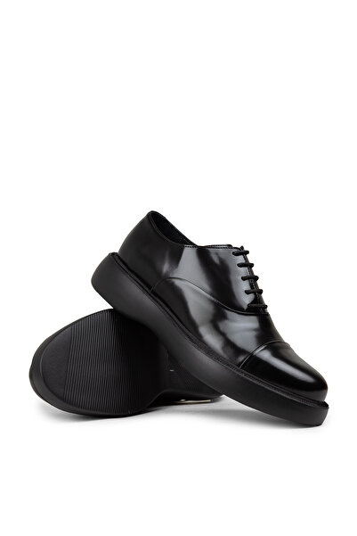 Deery Men's Genuine Leather Black Casual Shoes